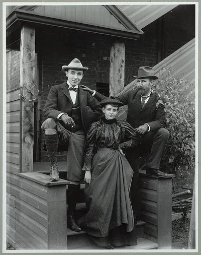 [Frances Benjamin Johnston (front), with Mills Thompson (left) and…, 1885