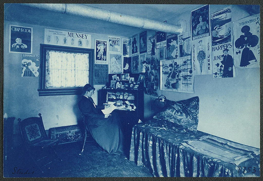 [Frances Benjamin Johnston seated at a desk in her studio/office,…, Washington D.C., 1896
