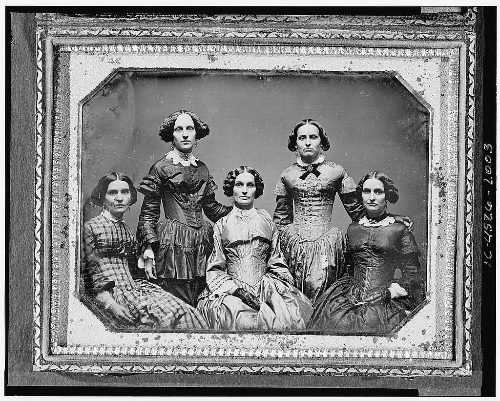 [Clark sisters, five women, three-quarter length portraits, all…, 1840