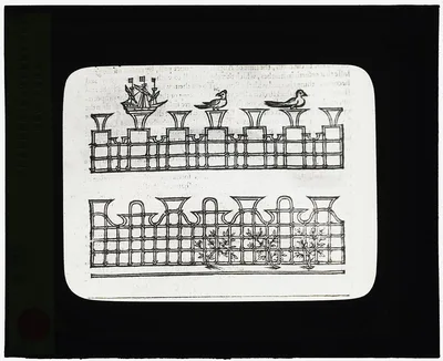 [Reproduction of print showing Designs for lattice work], 1915