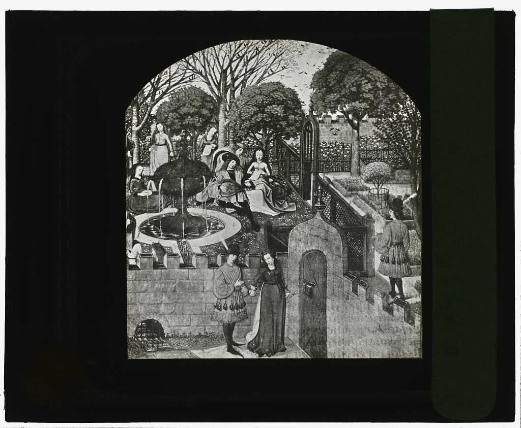 [Reproduction of illustration showing an enclosed garden], 1915