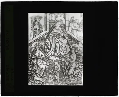 [Reproduction of print showing Virgin in enclosed garden], 1915