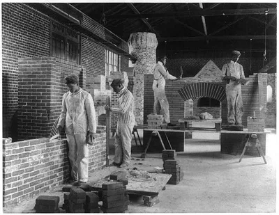 [Students in a bricklaying class, Hampton Institute, Hampton,…, Virginia, Hampton, 1899