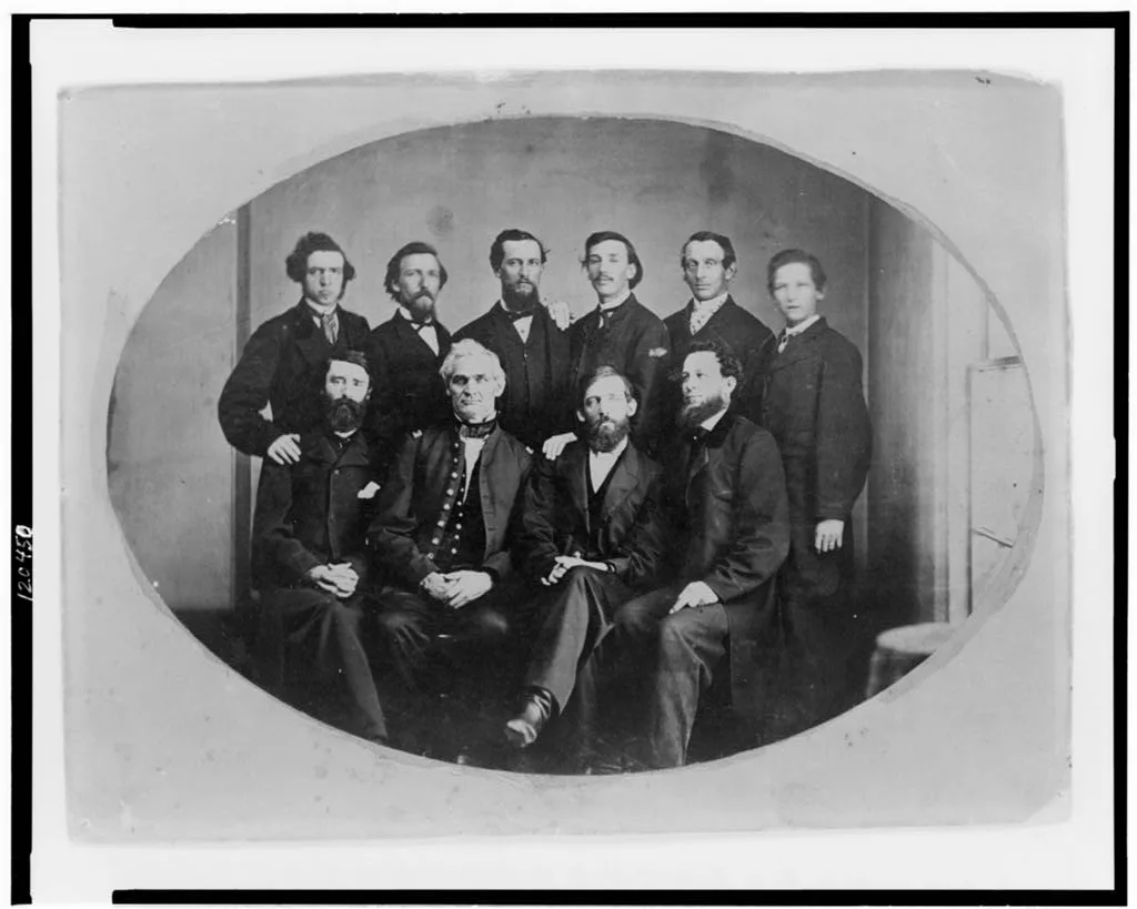[Portrait of ten men including Anderson D. Johnston (seated second…, 1860