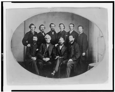 [Portrait of ten men including Anderson D. Johnston (seated second…, 1860