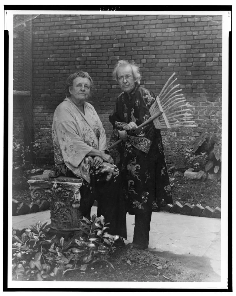 [Frances B. Johnston in garden in New Orleans with "Pops" Whitesell,…, 1945